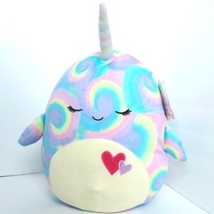 NWT Squishmallow Ter tie-dyed Narhwal 14” Large Plush - Perfect Valentine's Gift